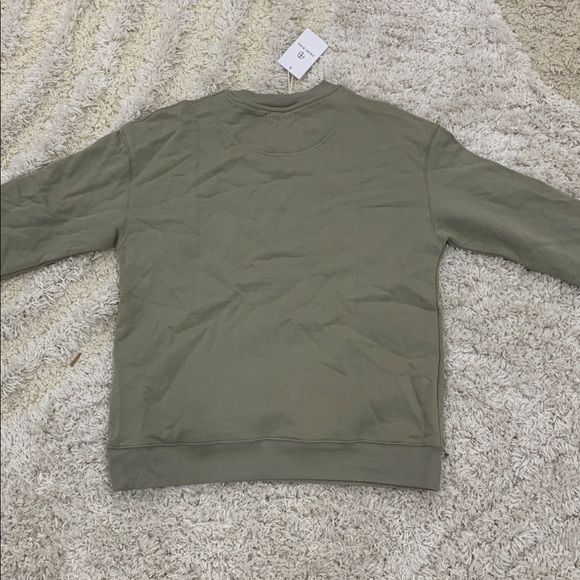 Anine Bing Sport Thyme Green Sweater White Distressed Embroidery Woman’s Medium - Picture 2 of 2